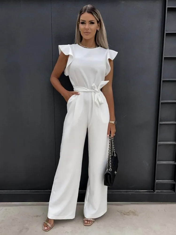 Combinaison Femme - Manches Volantes - Pantalons Amples - Élégante - Image 9