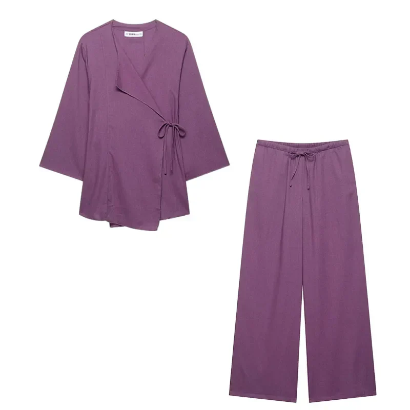 Costume féminin en lin - Élégant - Ensemble deux pièces - Image 12