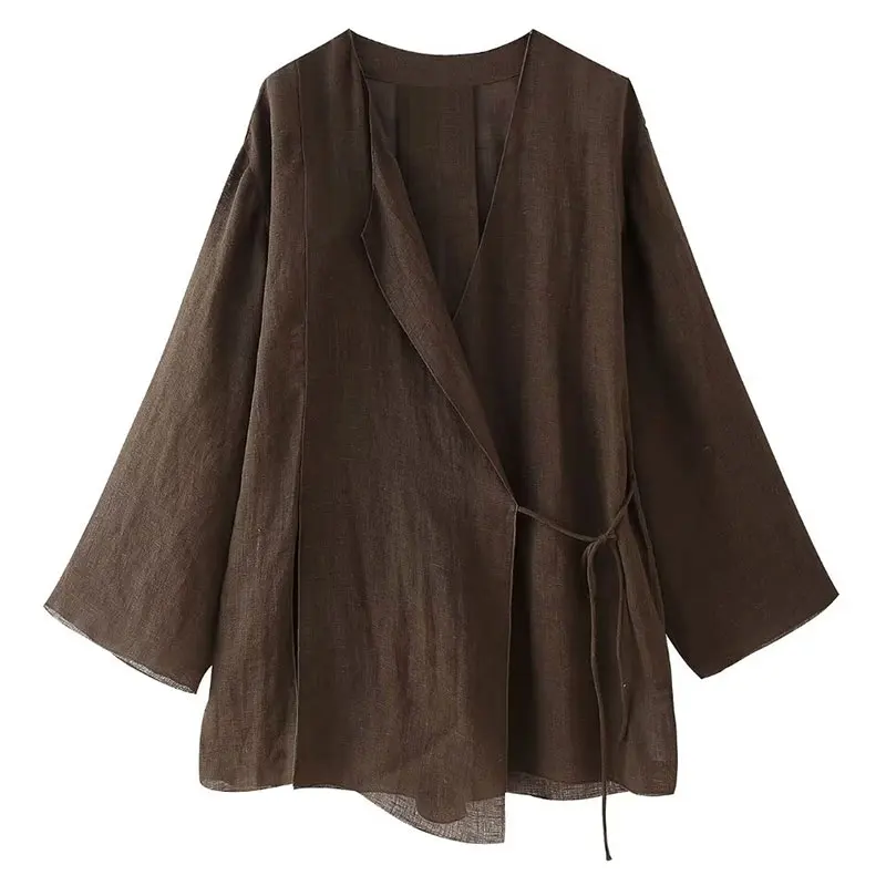 Costume féminin en lin - Élégant - Ensemble deux pièces - Image 4