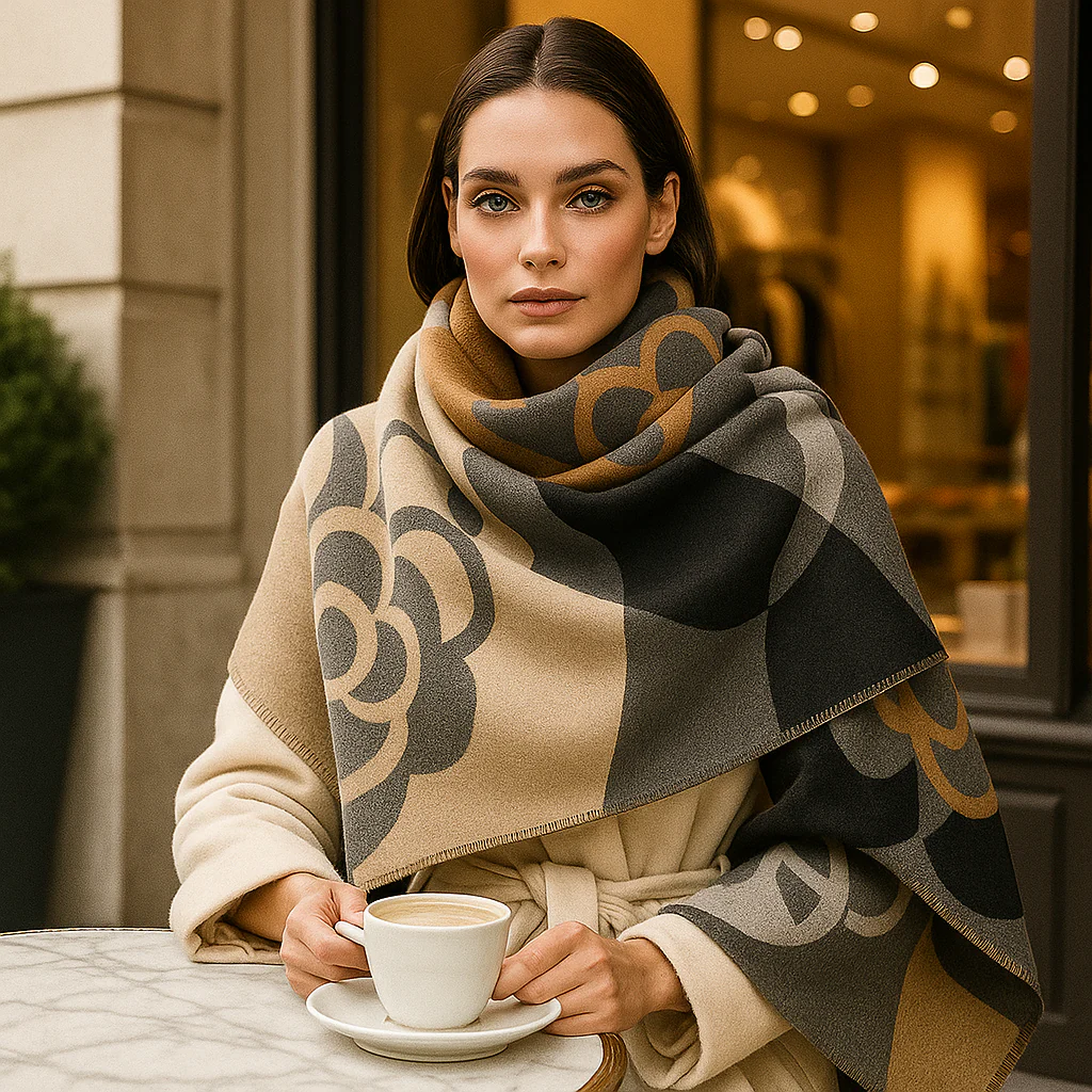 Écharpe de Luxe Réversible – Design Floral Raffiné pour Femme - Image 5