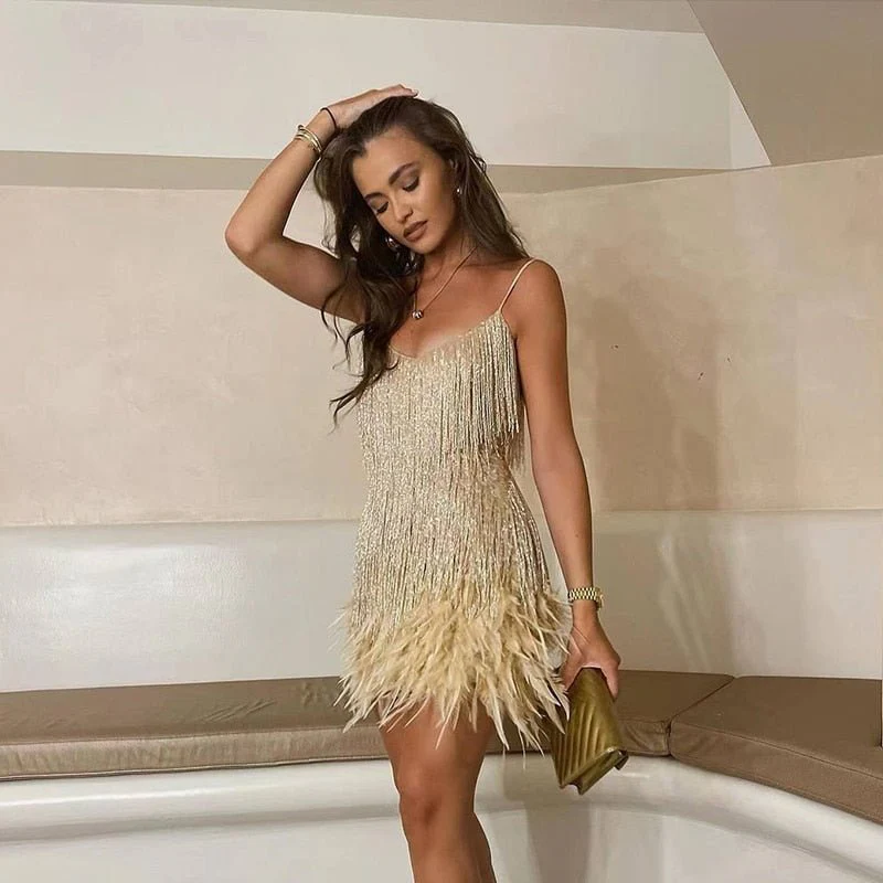 Élora - Robe de soirée mini - Plumes luxe - Extravagante - Image 5