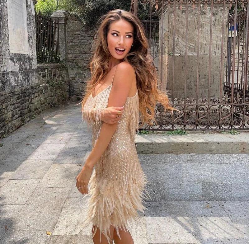 Élora - Robe de soirée mini - Plumes luxe - Extravagante - Image 6