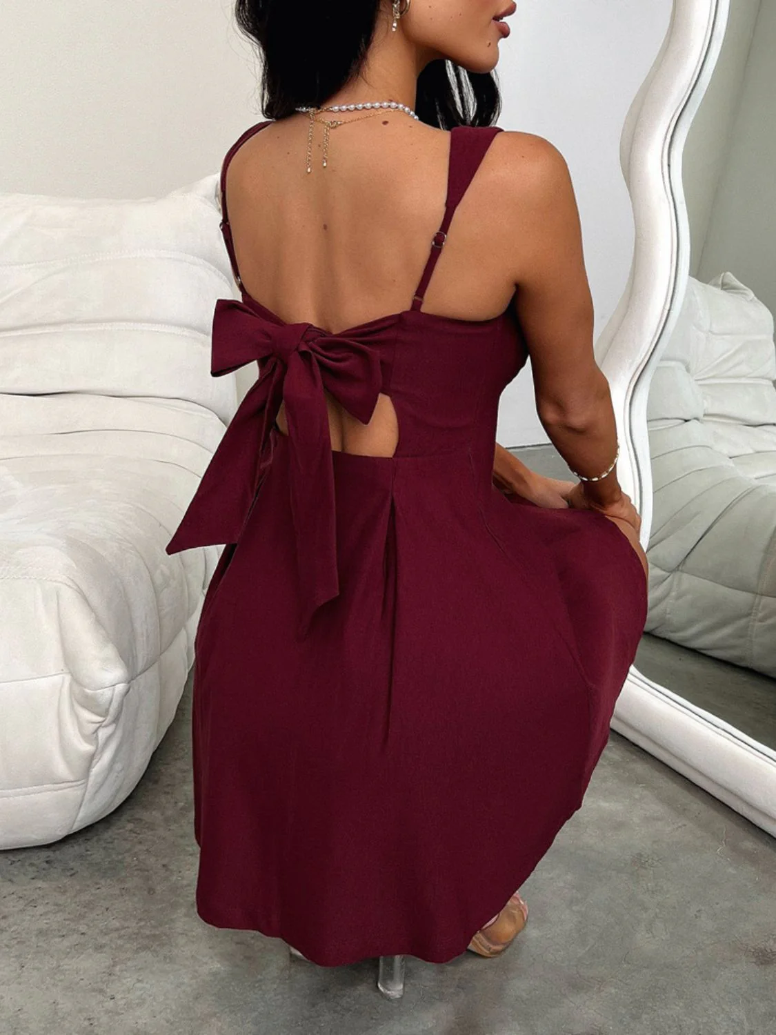 Emma - Robe de soirée mini élégante - Décolleté carré - Nœud - Image 6