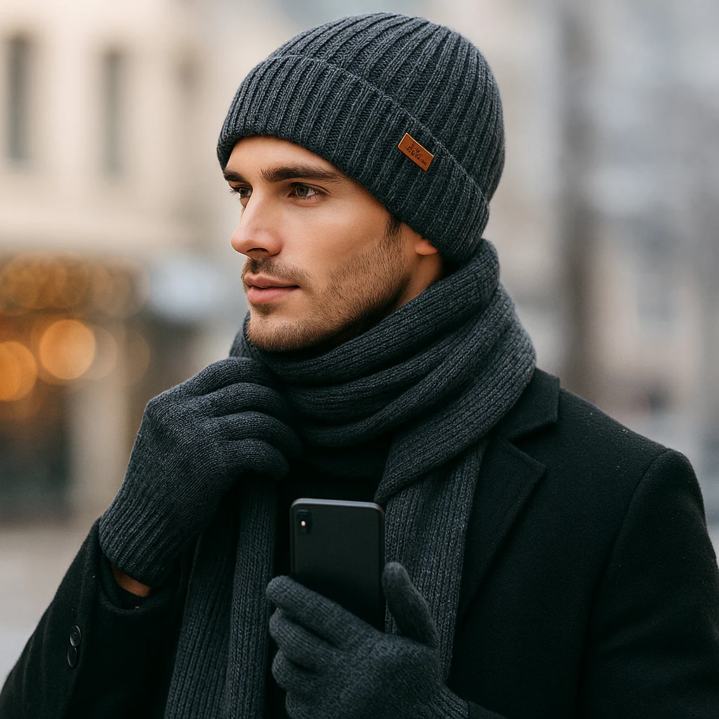 Ensemble Bonnet Écharpe Gants – Confort Thermique Élégant - Image 3