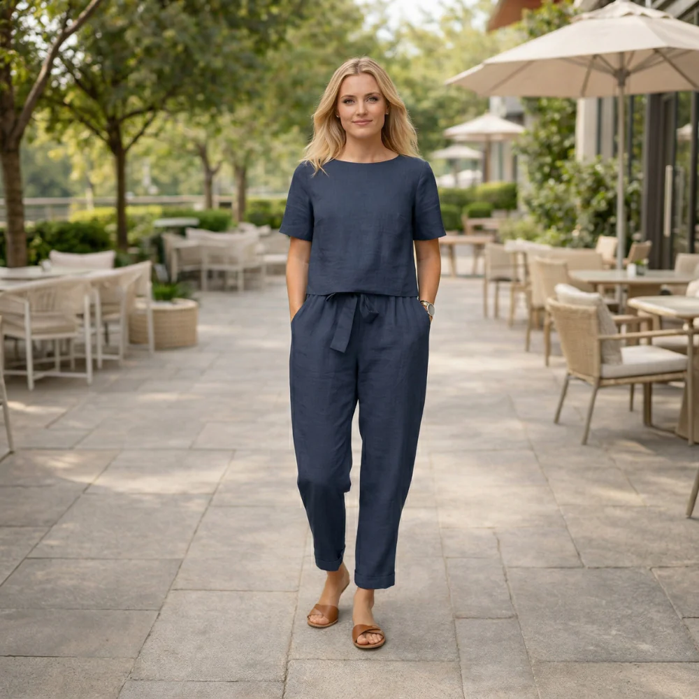 Ensemble en Lin pour Femmes | Blouse Confortable & Pantalon - Image 3