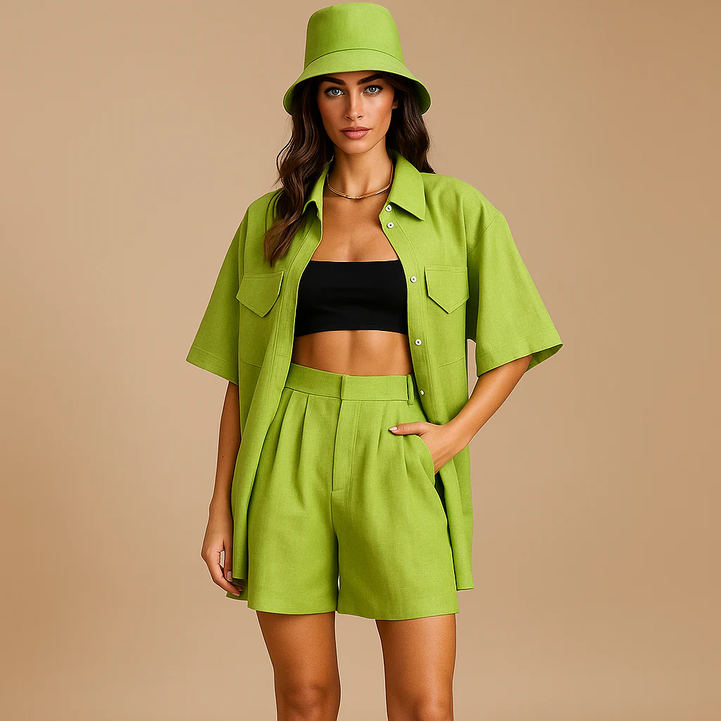Ensemble Haut et Shorts Femme - Coupe Décontractée - Poches Pratiques - Image 3