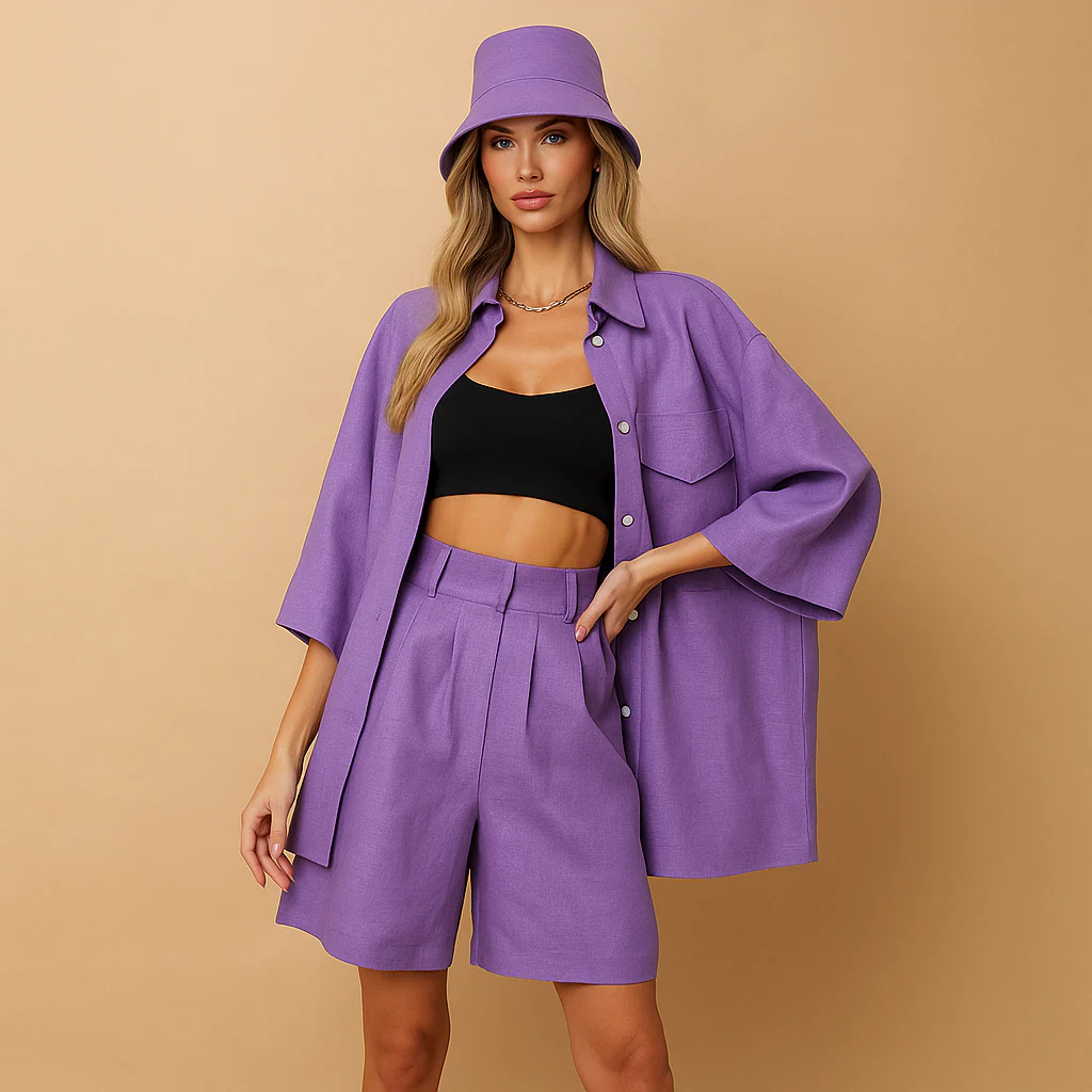Ensemble Haut et Shorts Femme - Coupe Décontractée - Poches Pratiques - Image 5