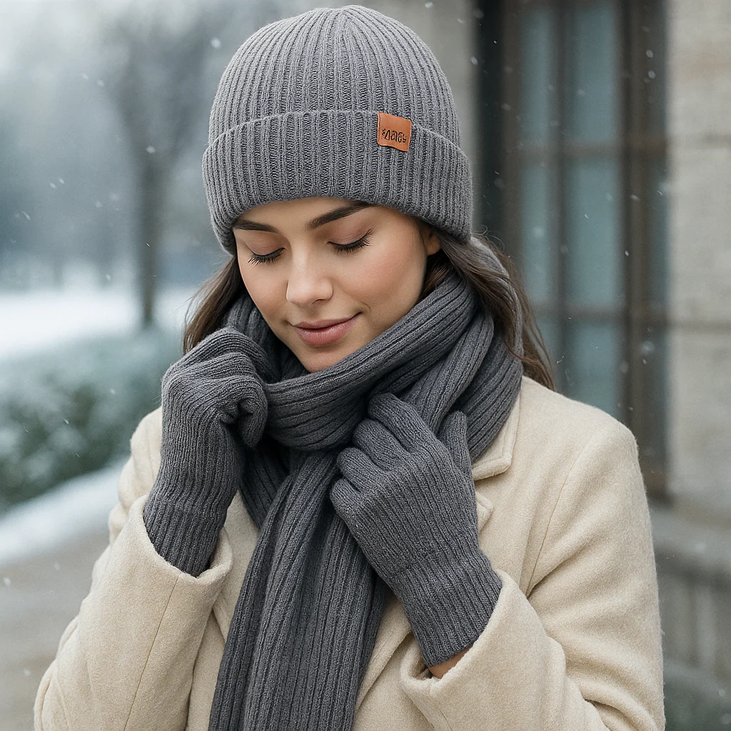 Ensemble Wintercomfort – Bonnet, Écharpe et Gants Chauds - Image 3
