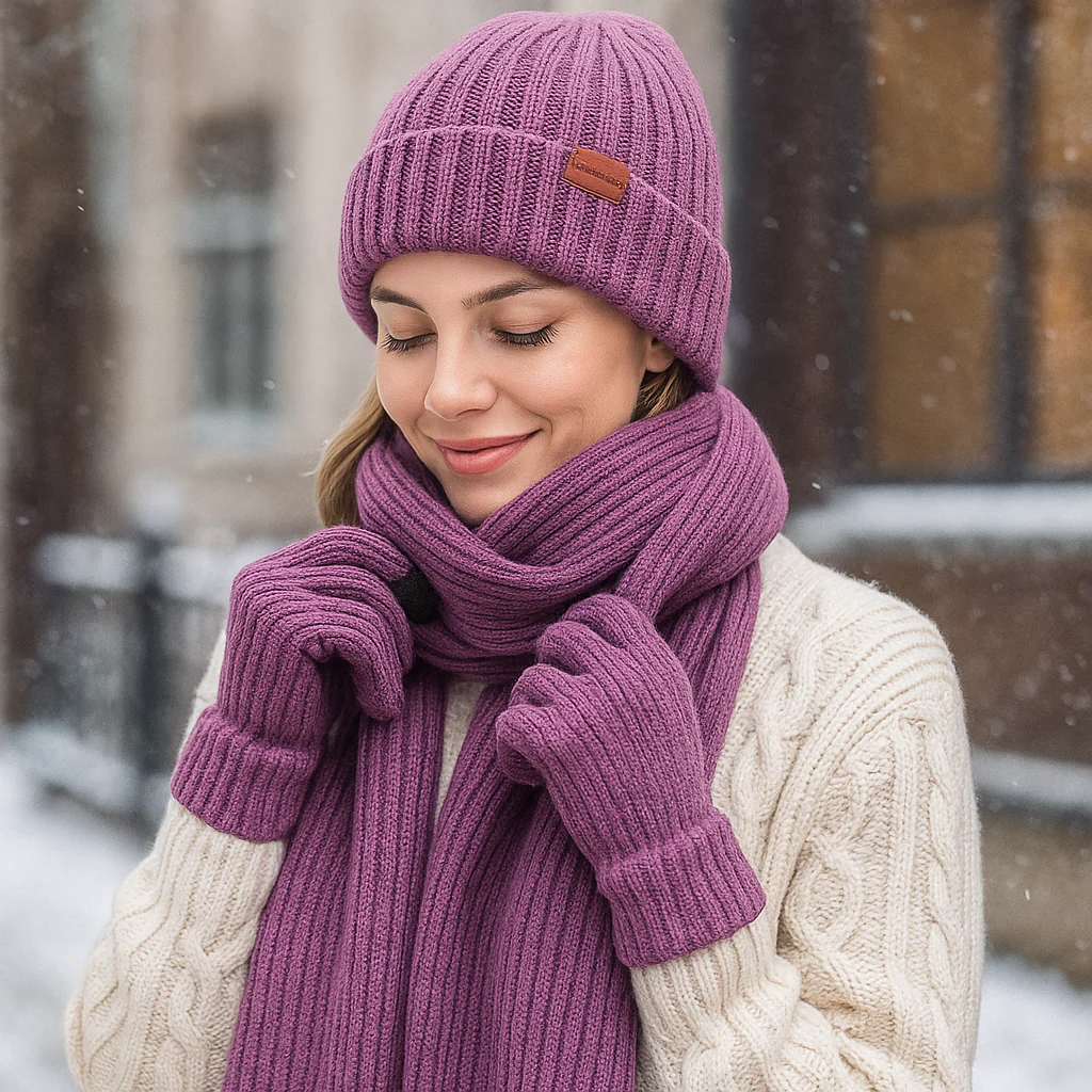 Ensemble Wintercomfort – Bonnet, Écharpe et Gants Chauds - Image 4