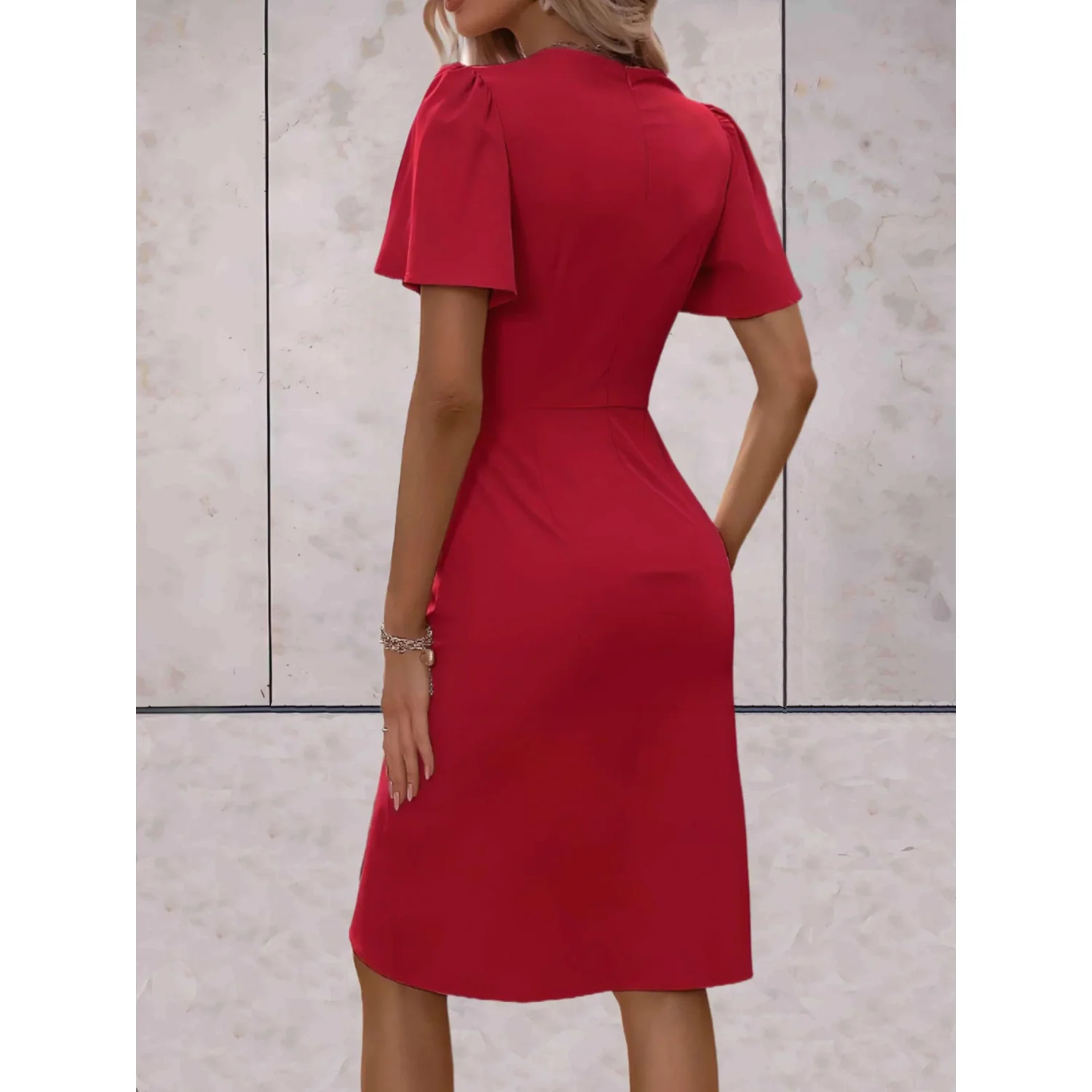 Evelina - Robe de soirée wrap - Décolleté en V - Élégante - Image 2