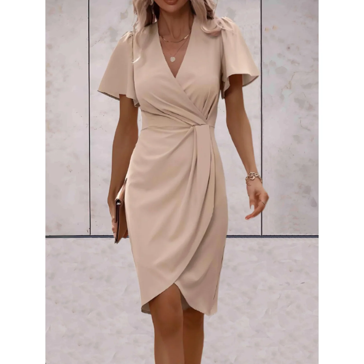 Evelina - Robe de soirée wrap - Décolleté en V - Élégante - Image 3