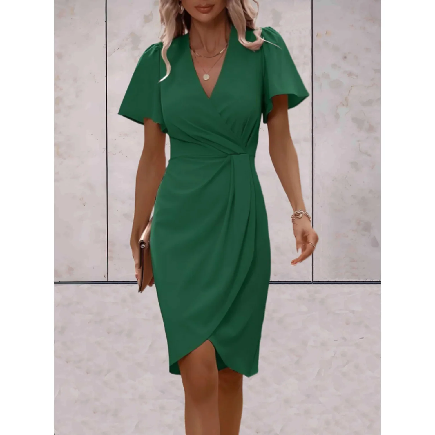 Evelina - Robe de soirée wrap - Décolleté en V - Élégante - Image 4