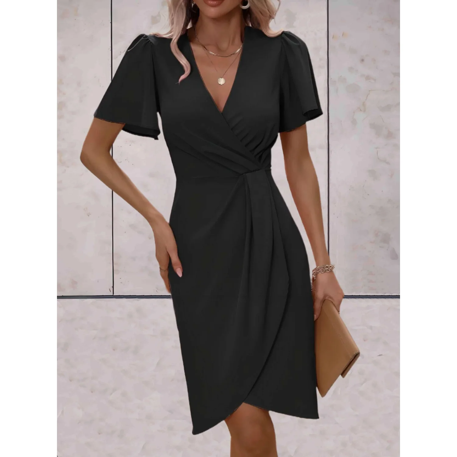 Evelina - Robe de soirée wrap - Décolleté en V - Élégante - Image 5