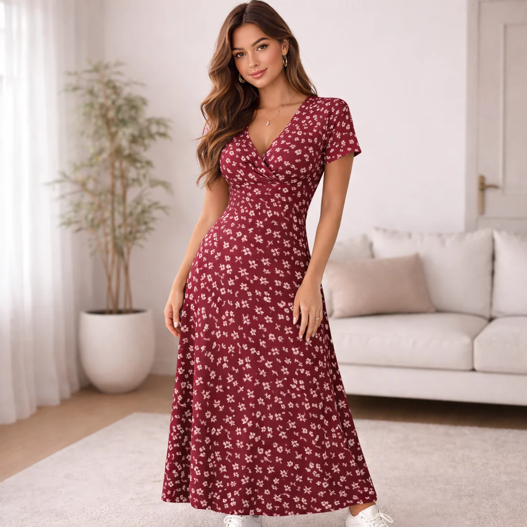 Robe Maxi Florale | Femme, Tissu Léger | Style Casual Estival - Image 4