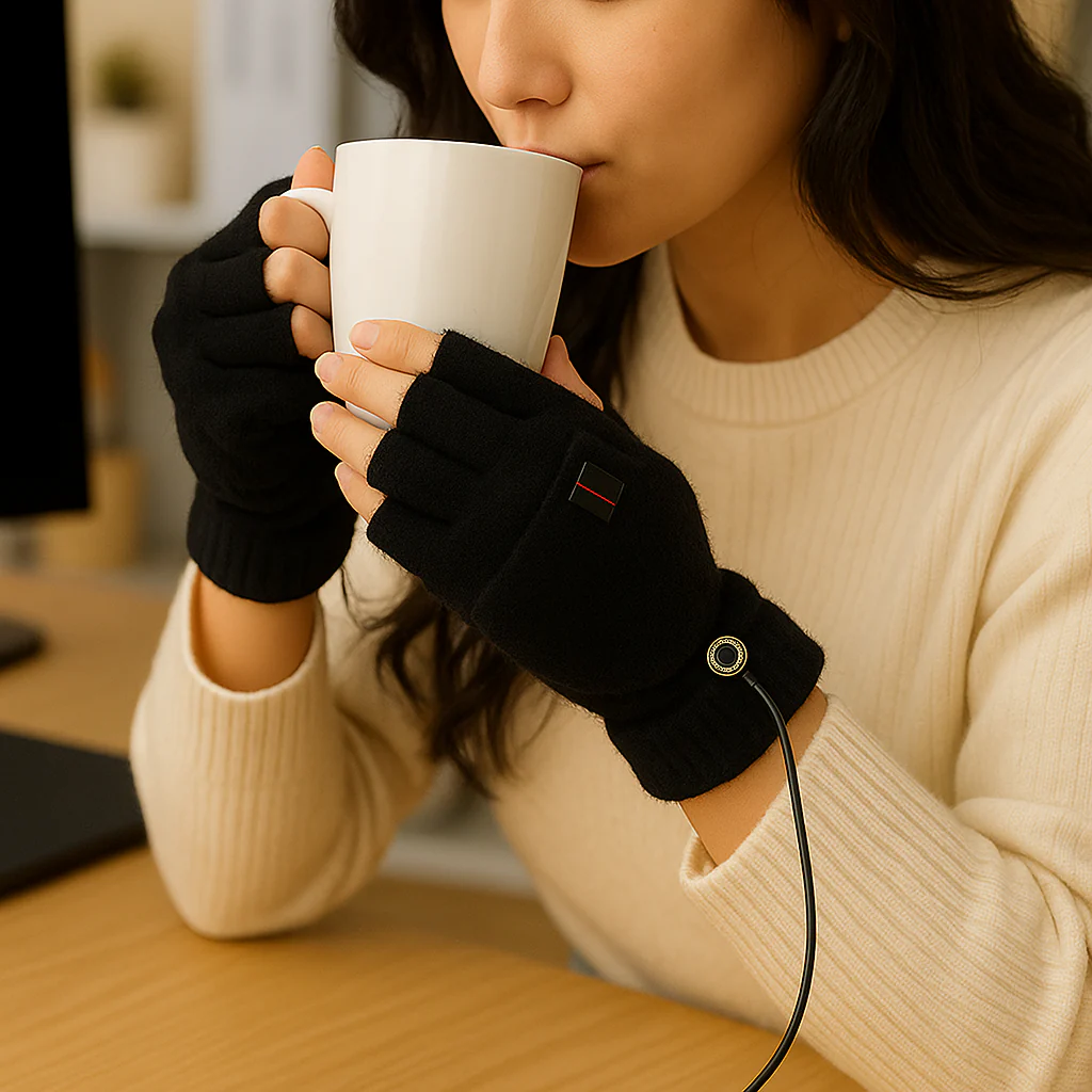 Gants Chauffants USB Tricot – Sans Doigts & Confort Hiver - Image 5