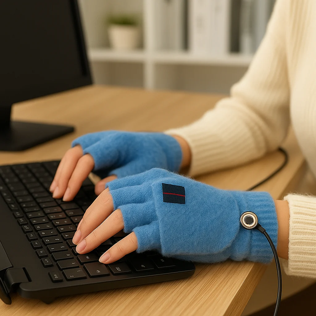 Gants Chauffants USB Tricot – Sans Doigts & Confort Hiver - Image 6