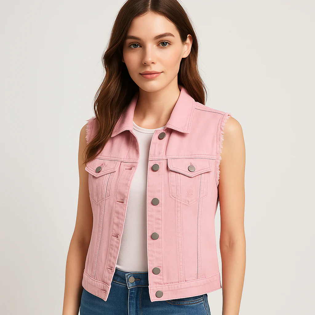Gilet en Denim Sans Manches - Couleurs Claires - Collection Printemps - Image 3