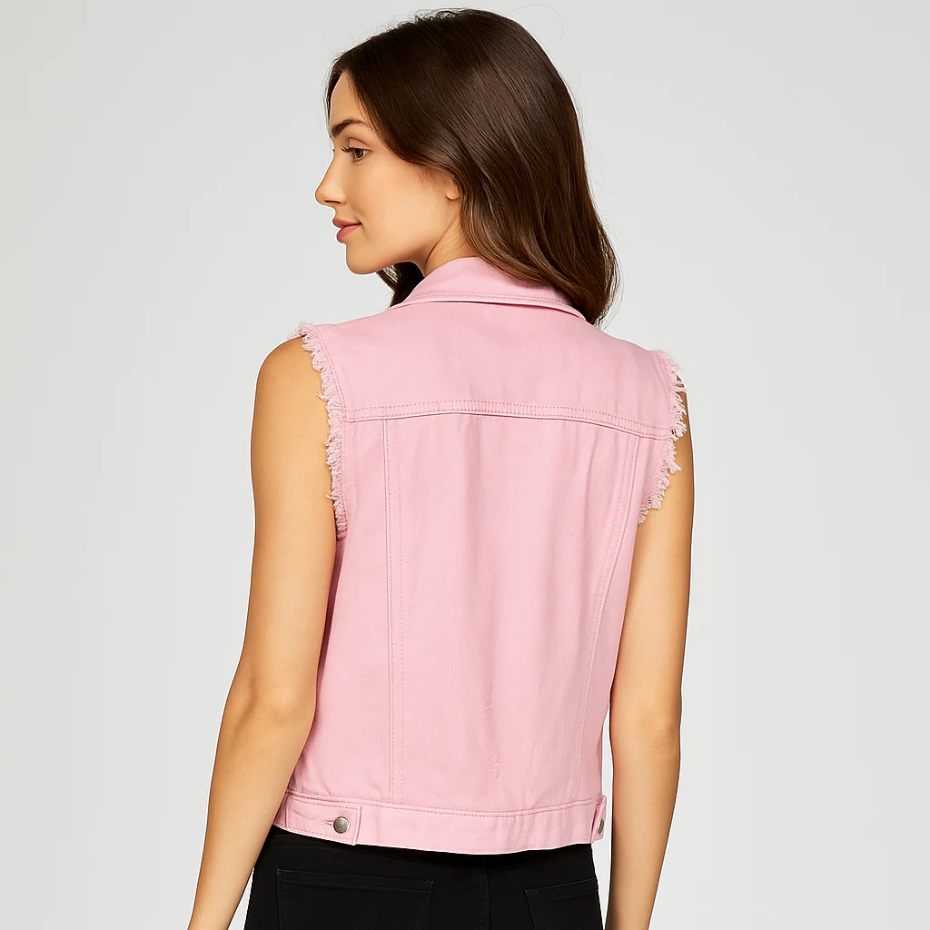 Gilet en Denim Sans Manches - Couleurs Claires - Collection Printemps - Image 4