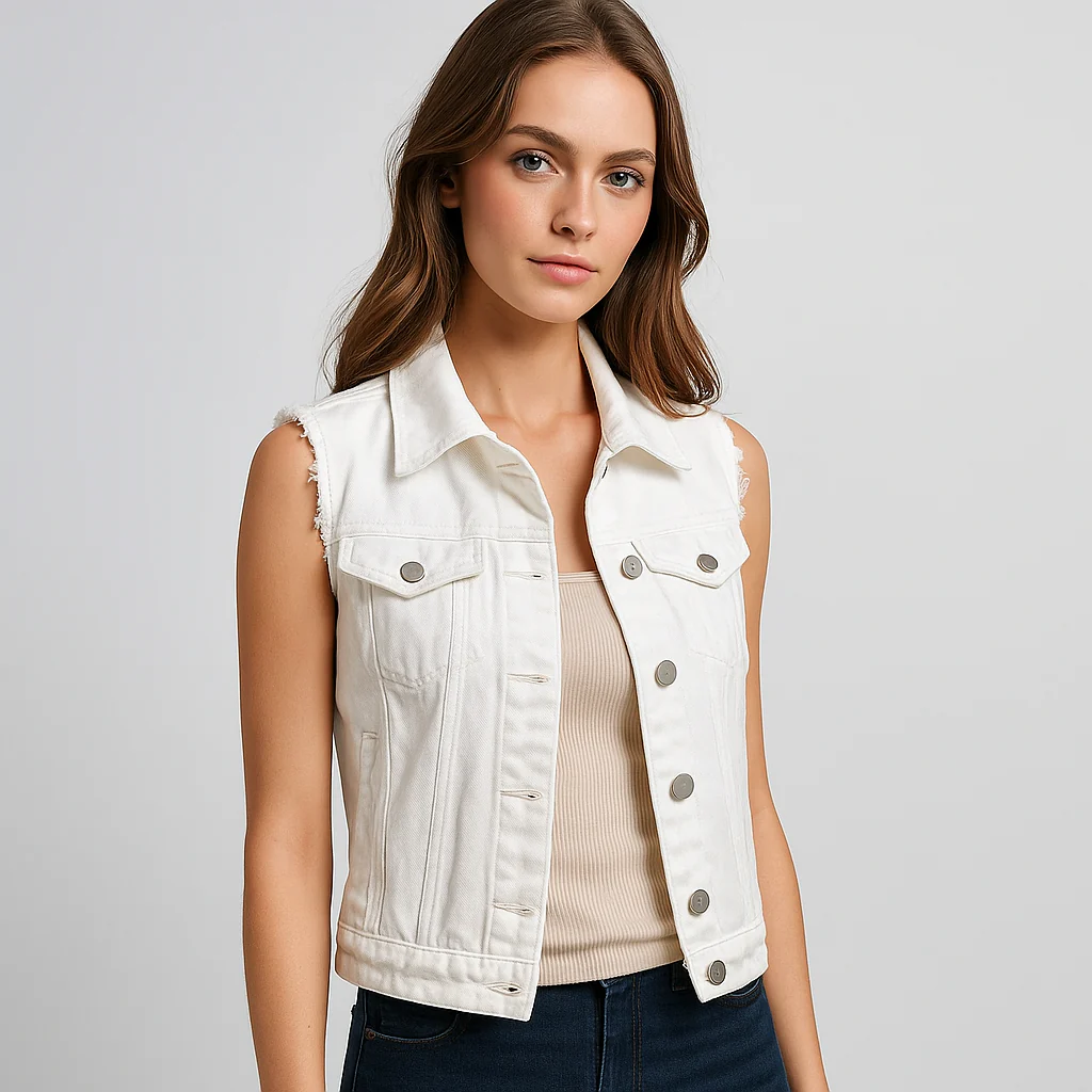 Gilet en Denim Sans Manches - Couleurs Claires - Collection Printemps - Image 5