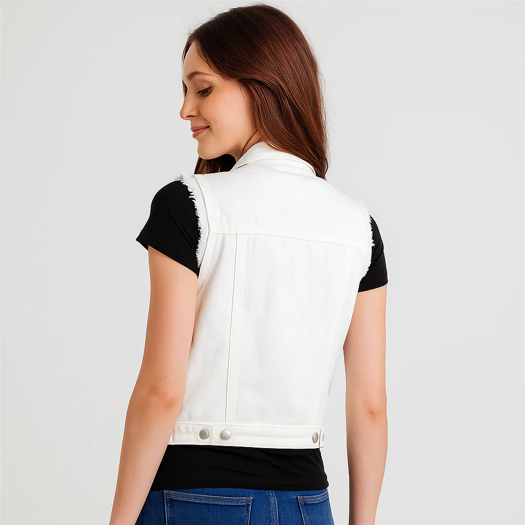 Gilet en Denim Sans Manches - Couleurs Claires - Collection Printemps - Image 6