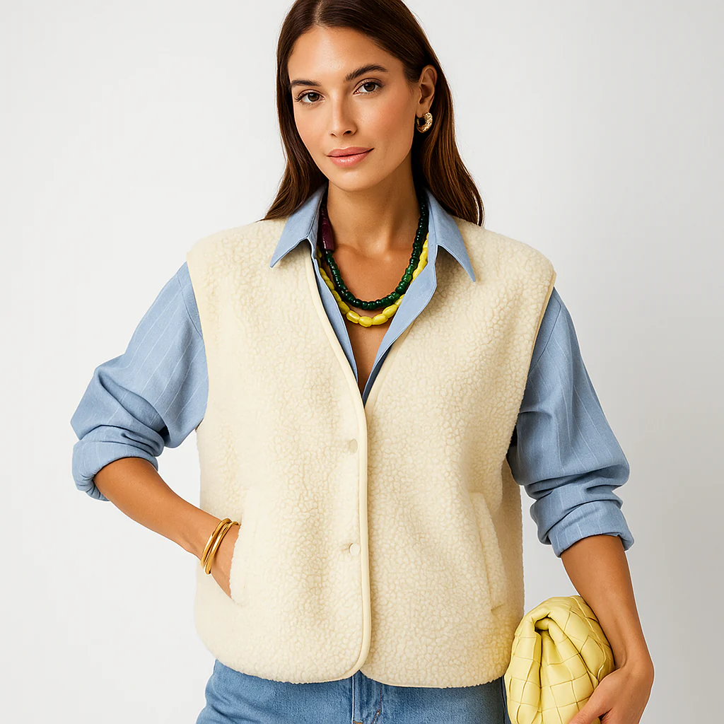 Gilet sans manches en V - Chaud & Élégant Modèle Automne-Hiver - Image 5