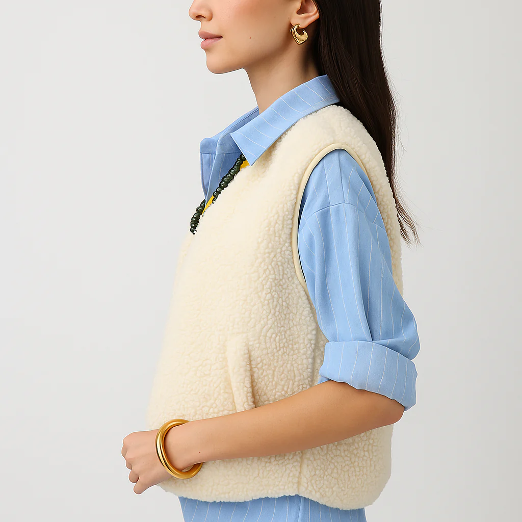 Gilet sans manches en V - Chaud & Élégant Modèle Automne-Hiver - Image 7