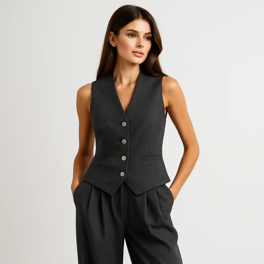 Gilet Sans Manches Gris - Mélange de Laine - Confort Élégant - Image 4