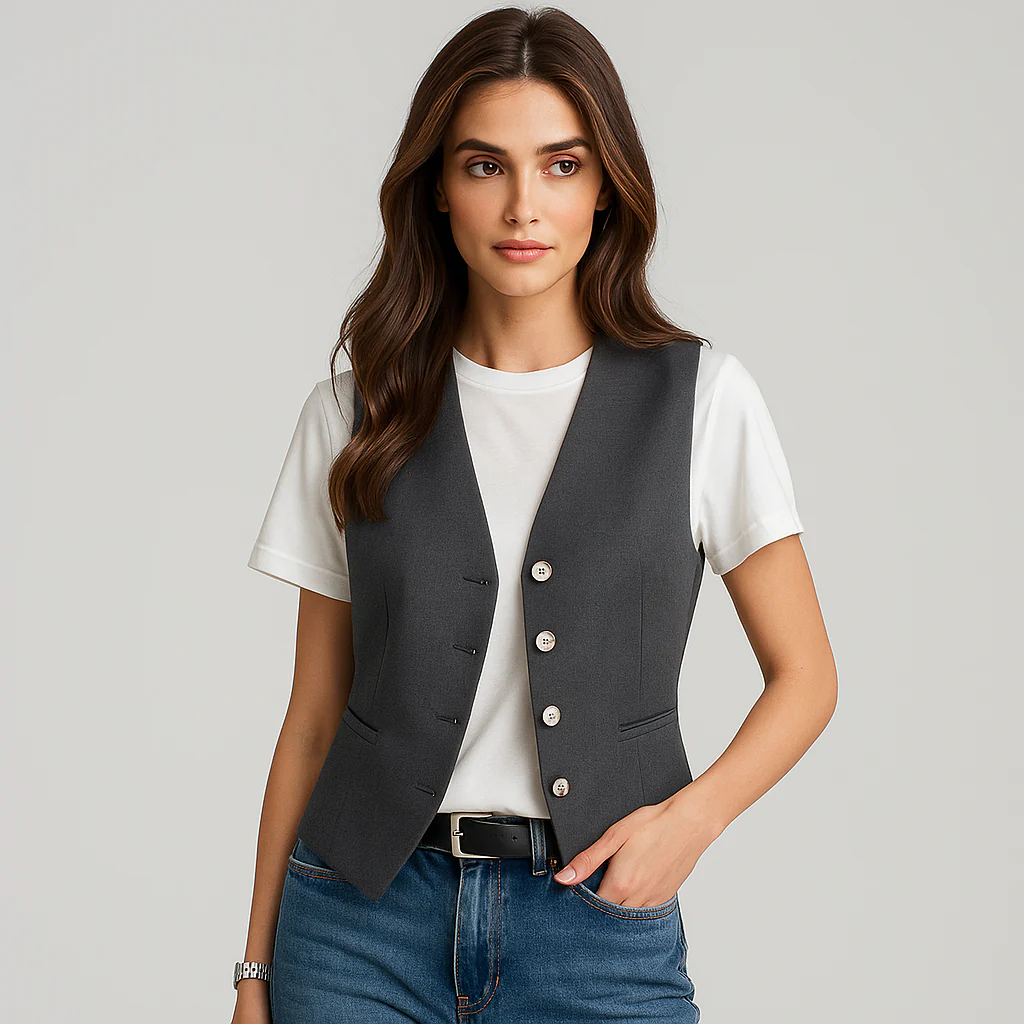 Gilet Sans Manches Gris - Mélange de Laine - Confort Élégant - Image 5