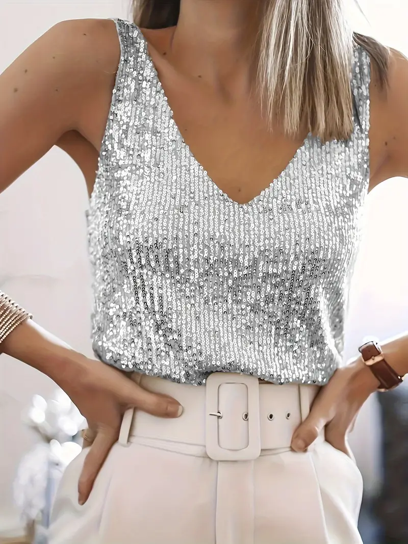 HAWA | Top Paillettes Col V - Éclat - Élégance - Confort - Image 13