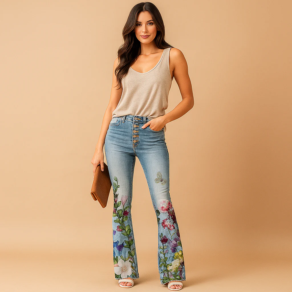 Jean en denim régulier à poches fleuries pour femme - Confort & Style - Image 5