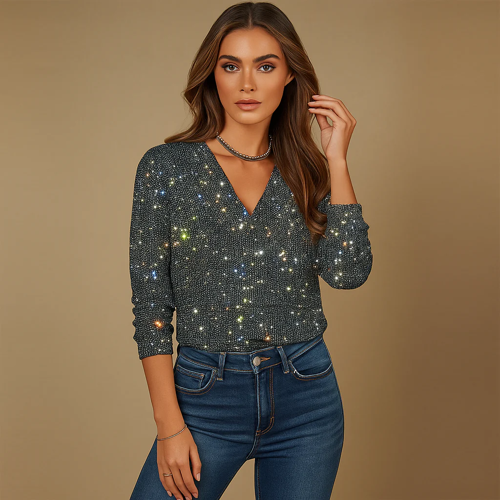 Jersey Éclatant - Décolleté en V - Confort Élégant - Image 3