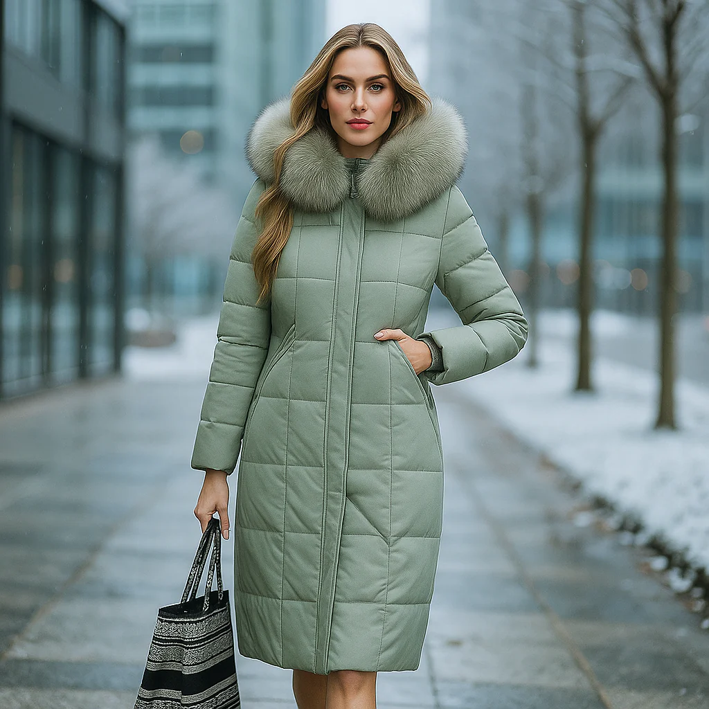 Manteau d’Hiver Élégant – Capuche en Fourrure Chaude et Confort Absolu - Image 3