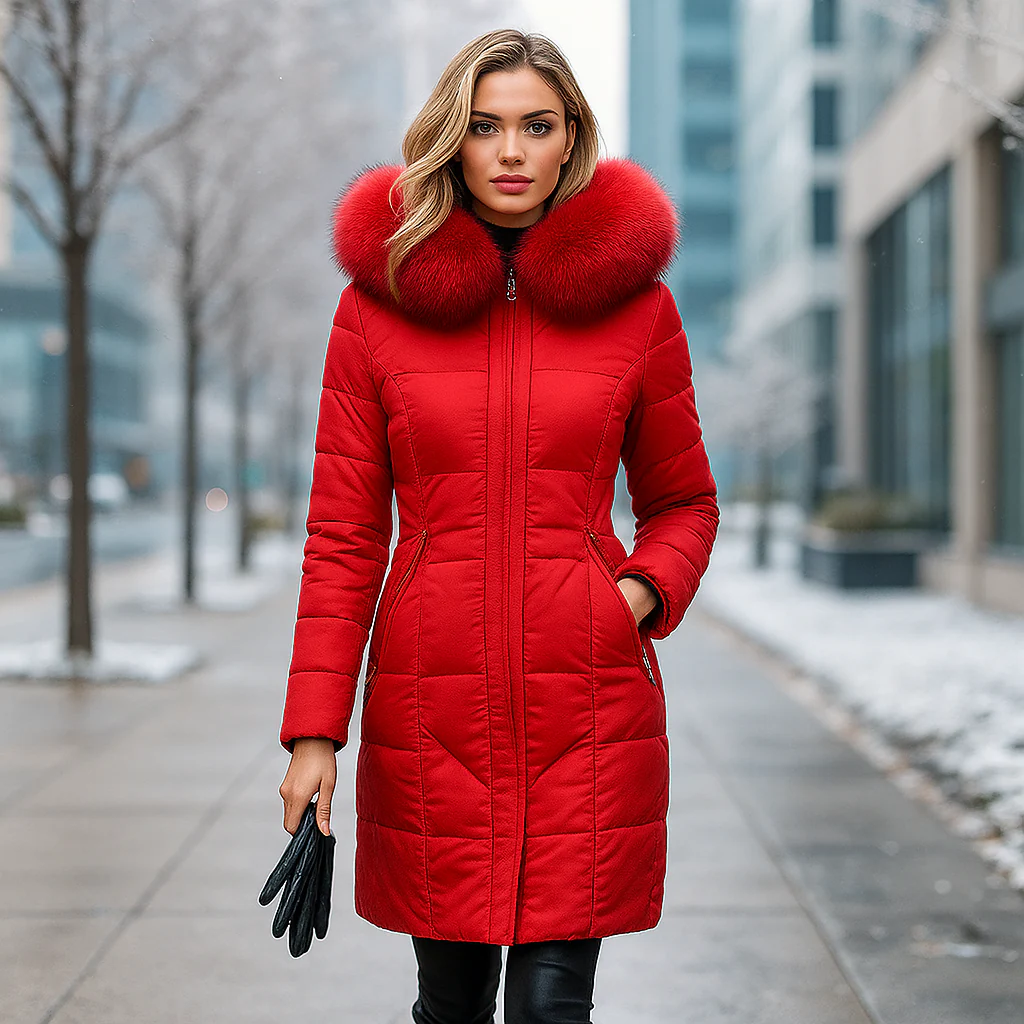 Manteau d’Hiver Élégant – Capuche en Fourrure Chaude et Confort Absolu - Image 4