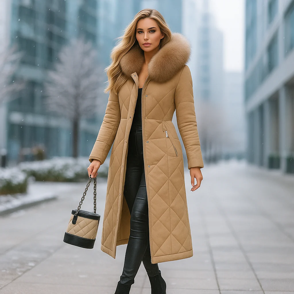 Manteau d’Hiver Élégant – Capuche en Fourrure Chaude et Confort Absolu - Image 6