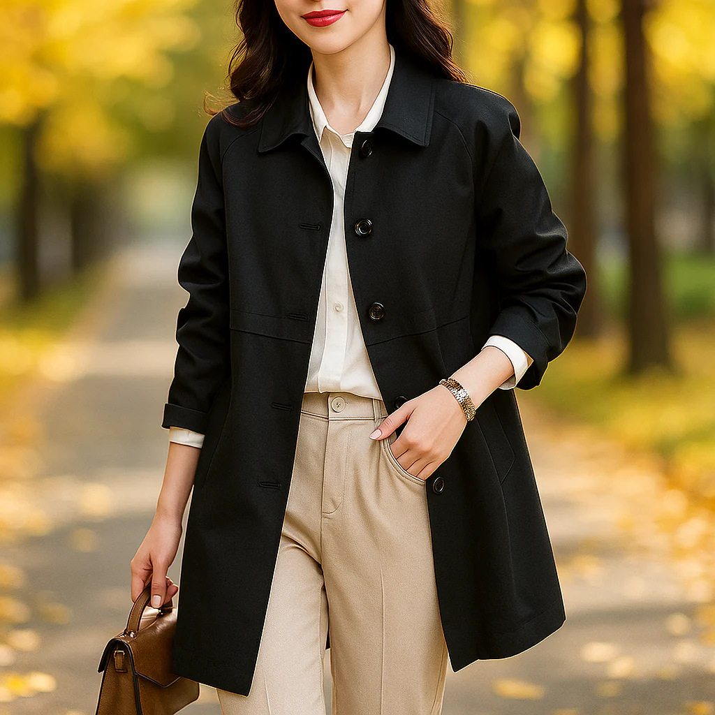 Manteau Trench Femme – Coupe Sur Mesure – Col Classique – Longueur Mi-Cuisse - Image 4