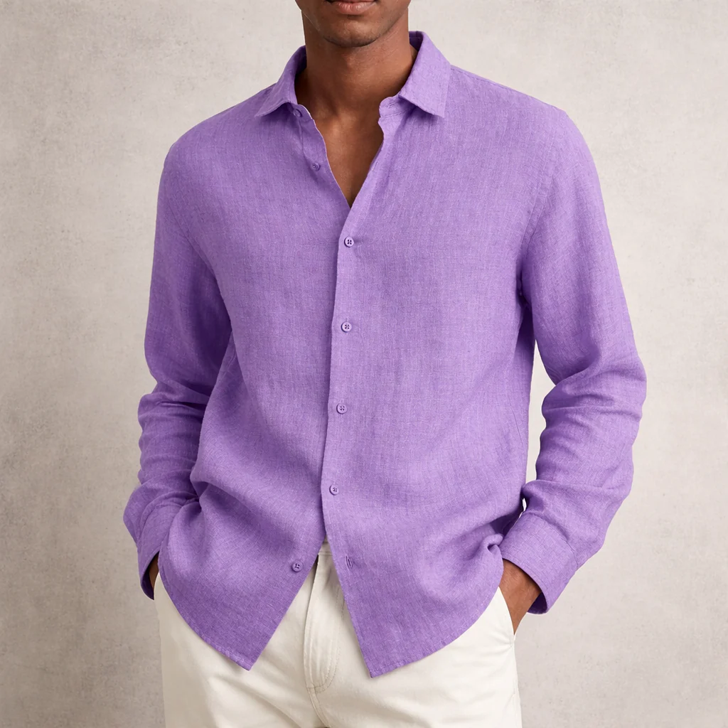 Chemise lin homme | Respirante, manches longues - Image 2