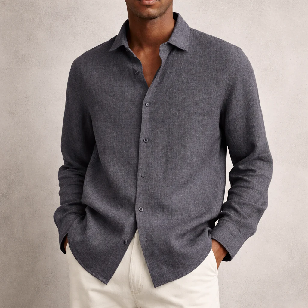 Chemise lin homme | Respirante, manches longues - Image 3