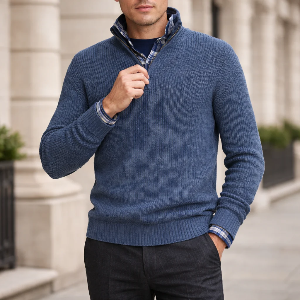 Pull Homme | Fermeture Éclair | Tricot d'Hiver - Image 2