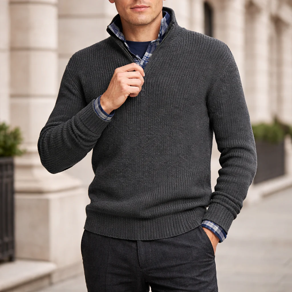 Pull Homme | Fermeture Éclair | Tricot d'Hiver - Image 4