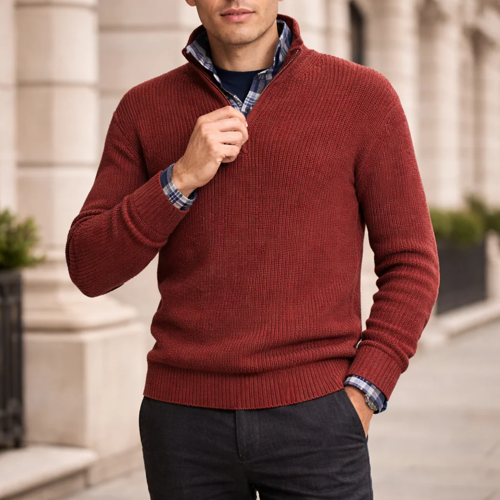 Pull Homme | Fermeture Éclair | Tricot d'Hiver - Image 5
