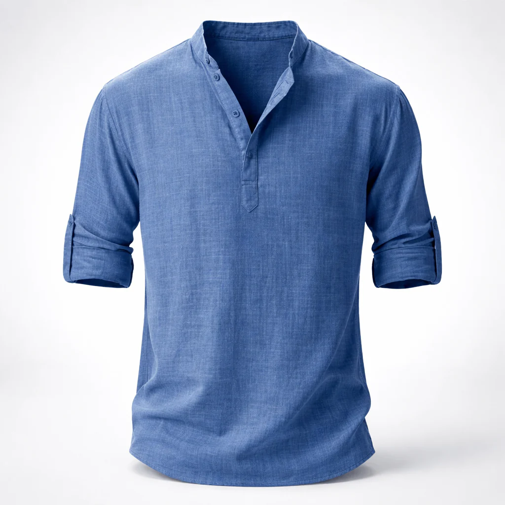 Chemise Henley Homme | Lin Léger Été Casual - Image 10