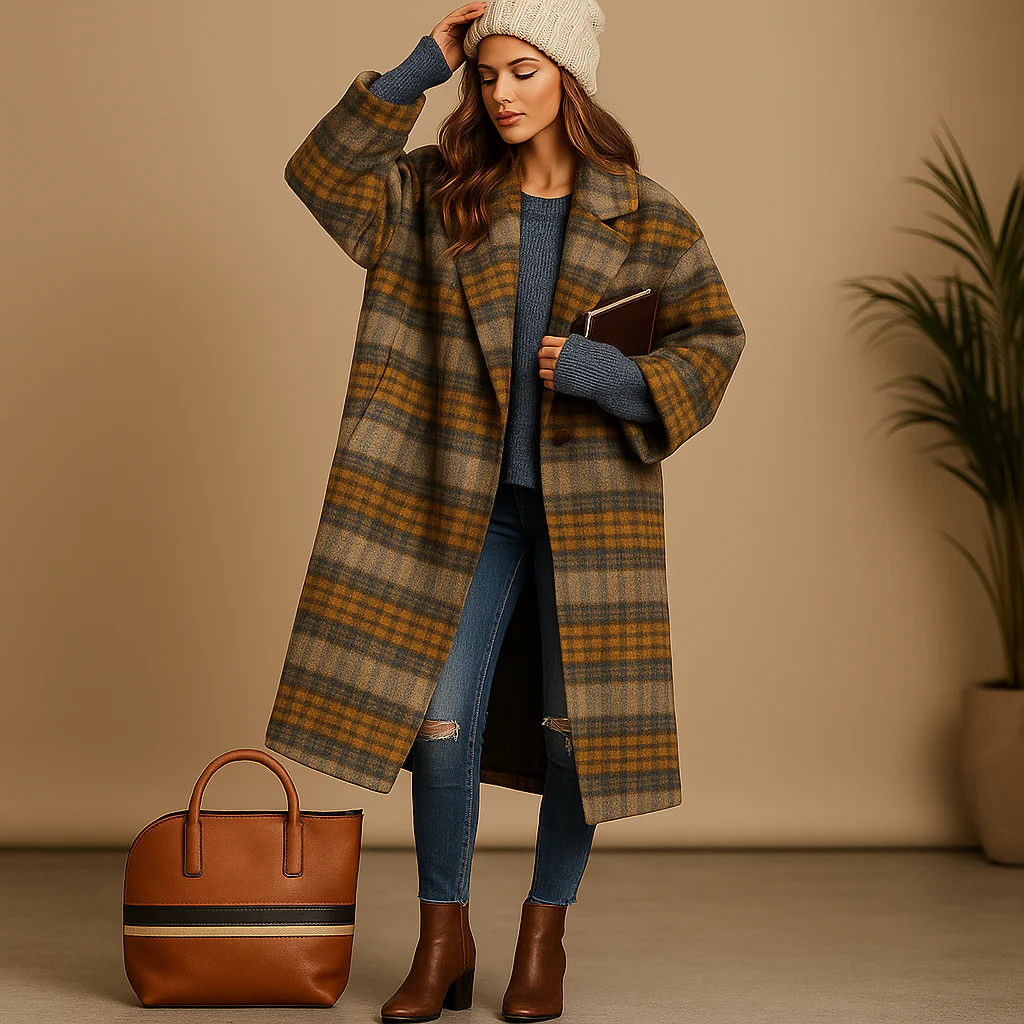 Milla – Manteau long à carreaux chic et élégant - Image 5