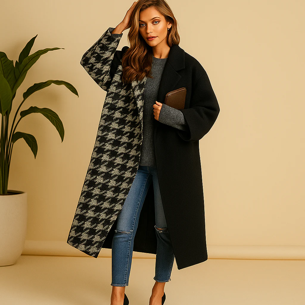 Milla – Manteau long à carreaux chic et élégant - Image 8