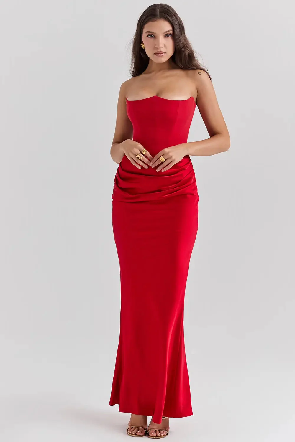 Moni - Robe de soirée maxi - Dentelle intemporelle - Sans bretelles - Image 11