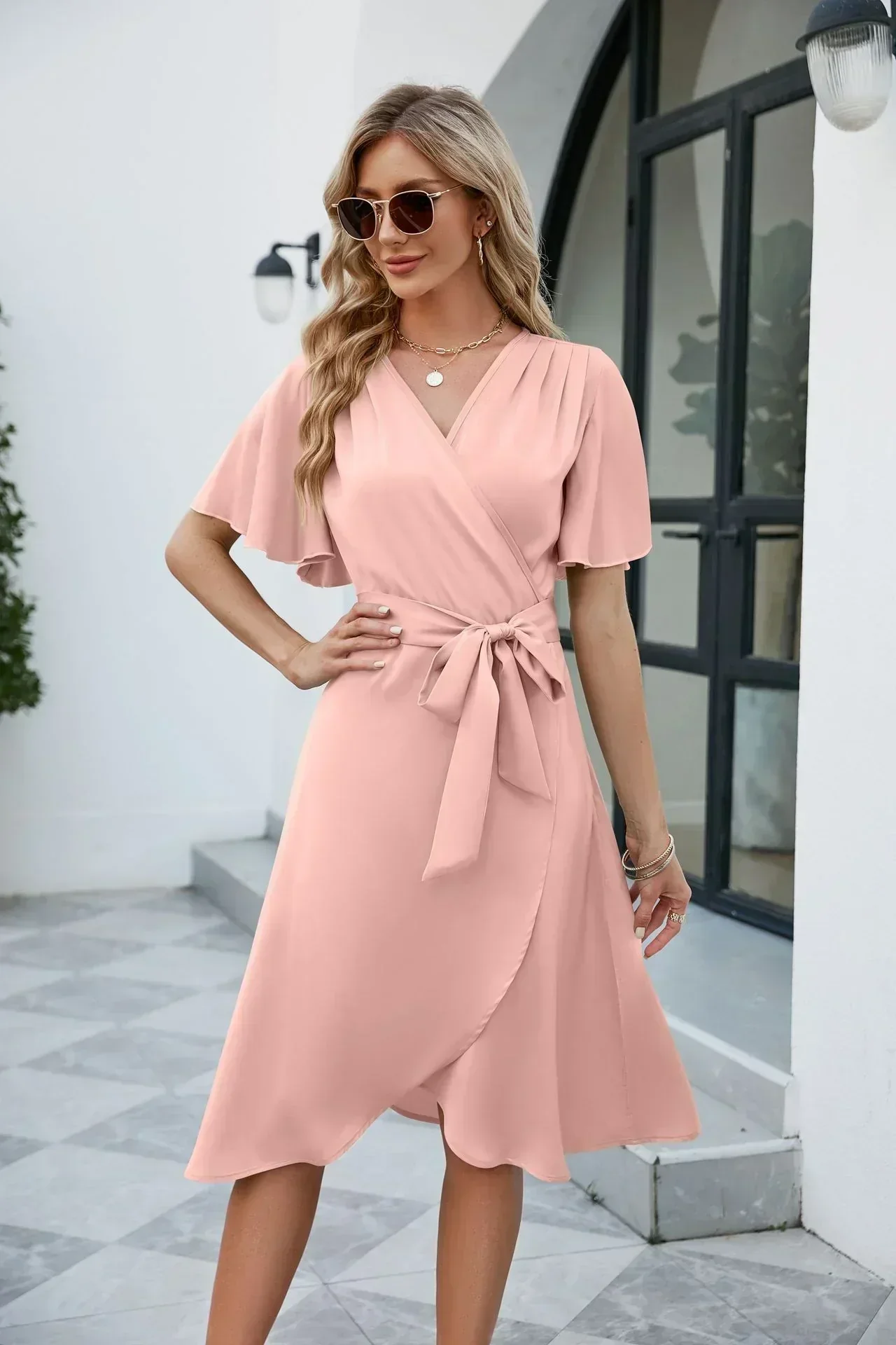 Noé - Robe de soirée élégante - Croisée - Nœud - Femme chic - Image 3