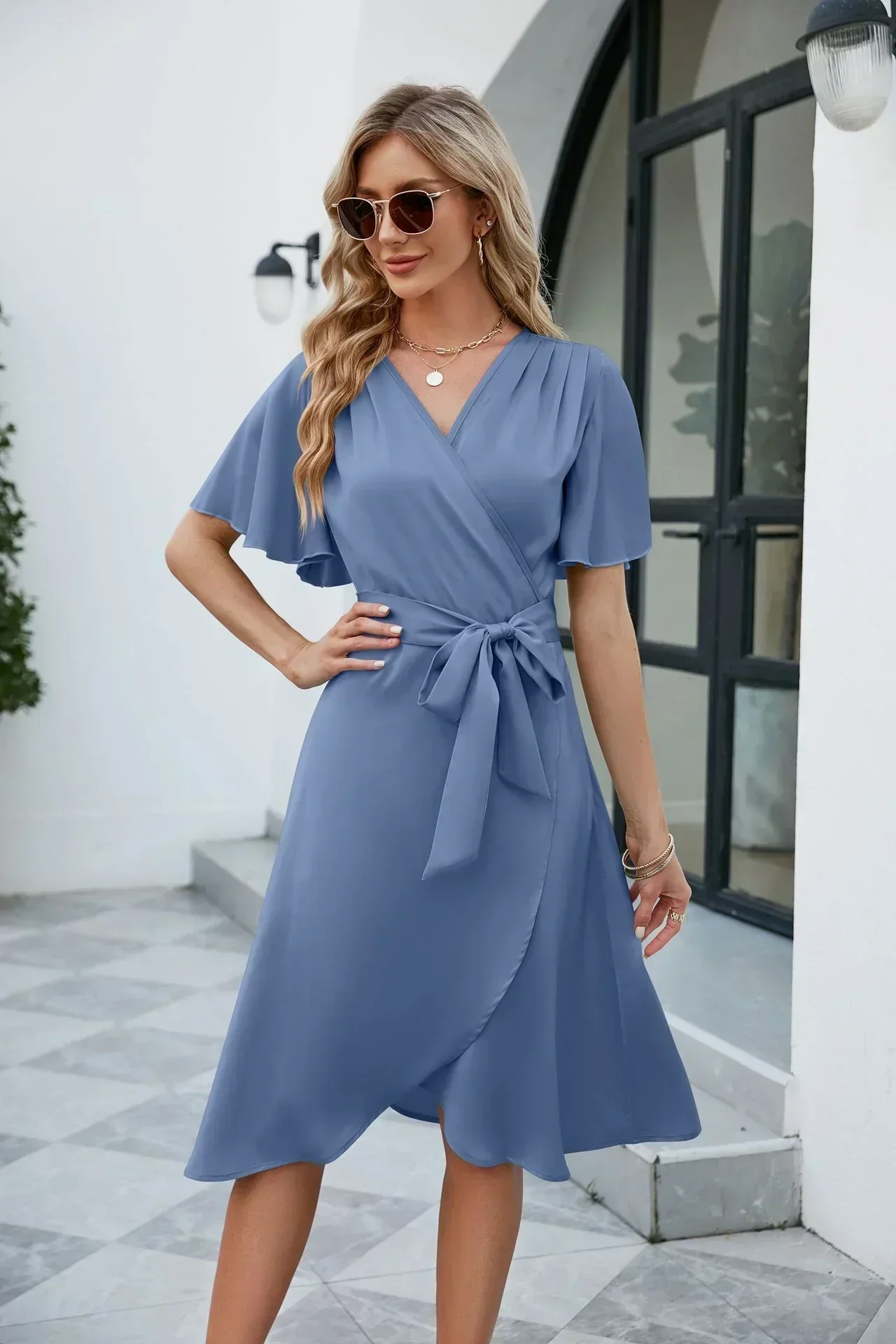 Noé - Robe de soirée élégante - Croisée - Nœud - Femme chic - Image 4