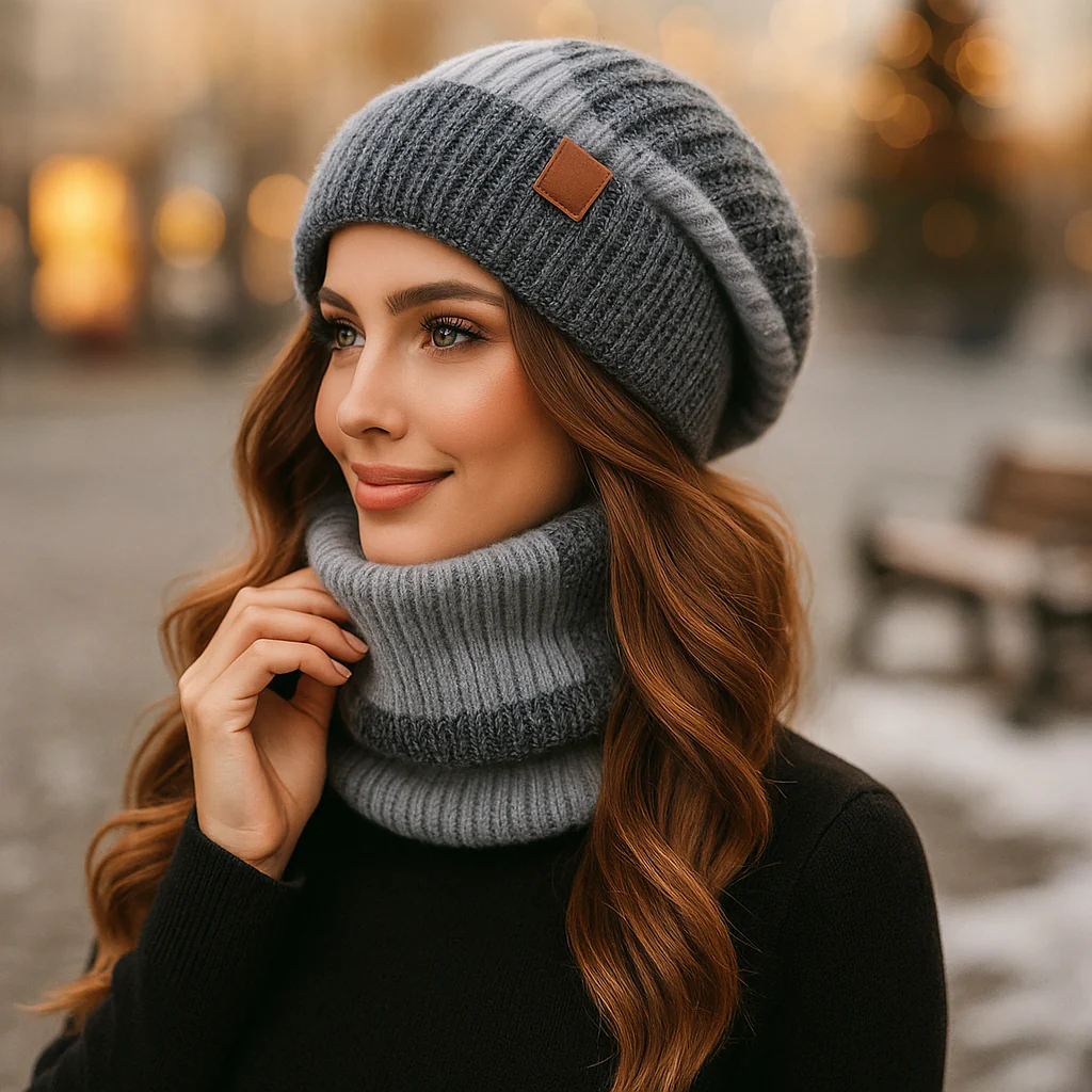 Noëlle – Bonnet et Écharpe Laine de Luxe Femme - Image 3