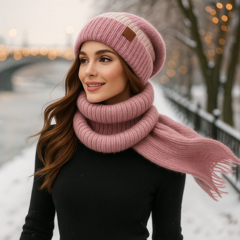 Noëlle – Bonnet et Écharpe Laine de Luxe Femme - Image 9