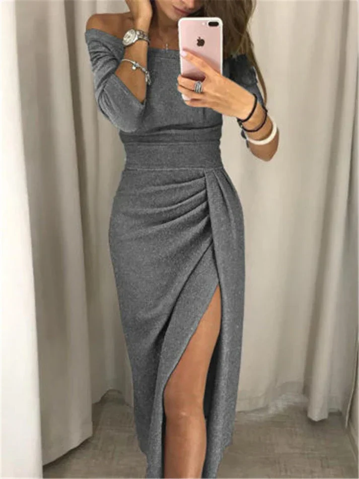 Nola - Robe de Soirée Pailletée - Off-Shoulder - Fente Longue - Image 5