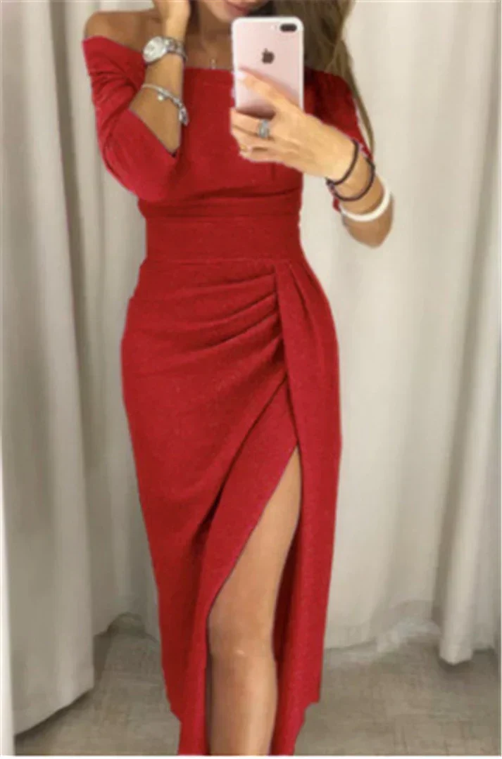 Nola - Robe de Soirée Pailletée - Off-Shoulder - Fente Longue - Image 6